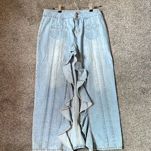 Edikted Denim ruffle skirt